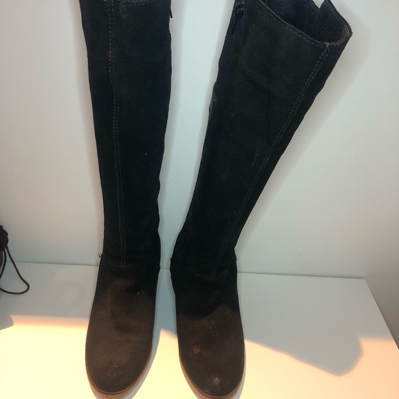 Aldo black suede wedge knee-high boots - Picture 3 of 10